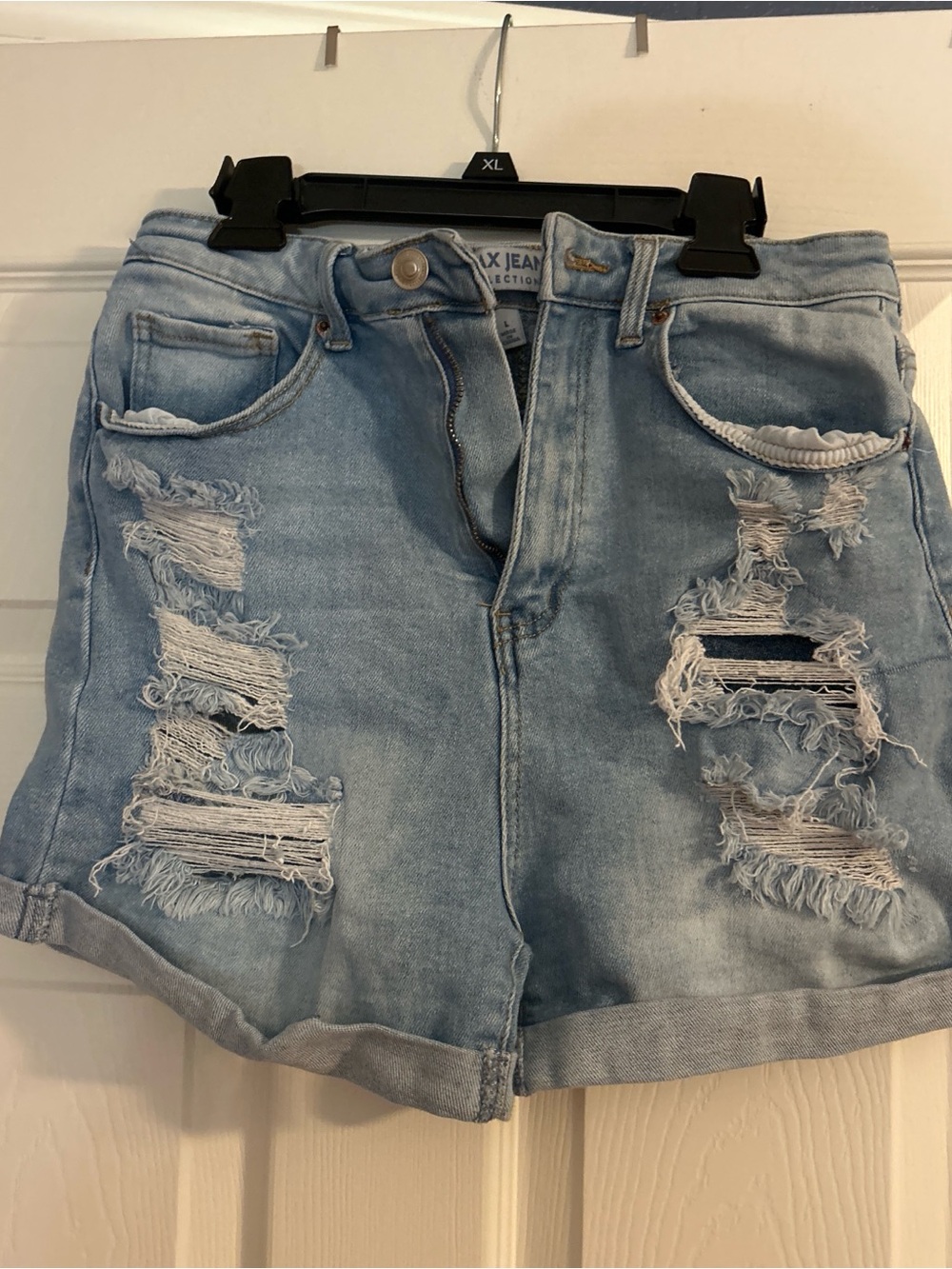 Light Blue Distressed Denim Shorts - Unknown Brand